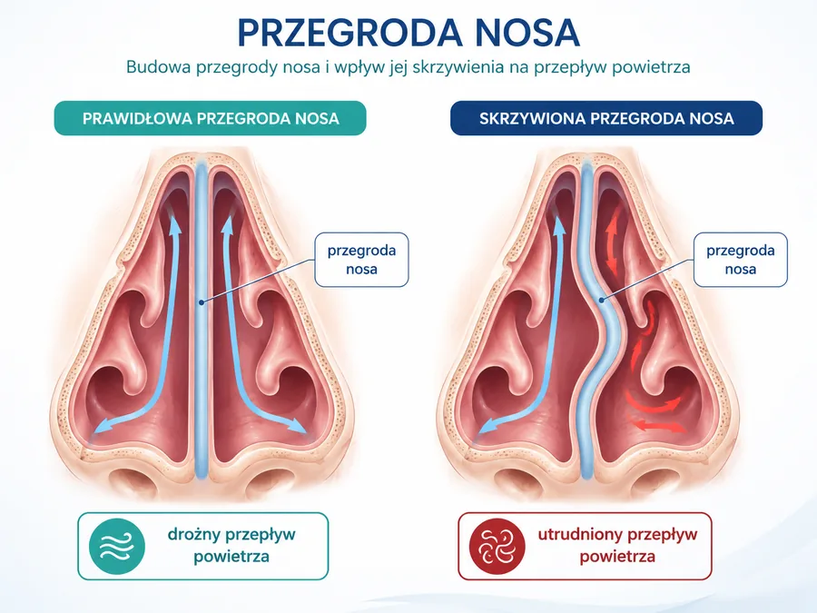 Przegroda nosa i przepływ powietrza