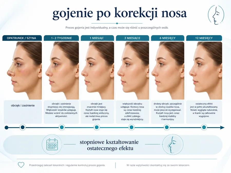 Gojenie po korekcji nosa